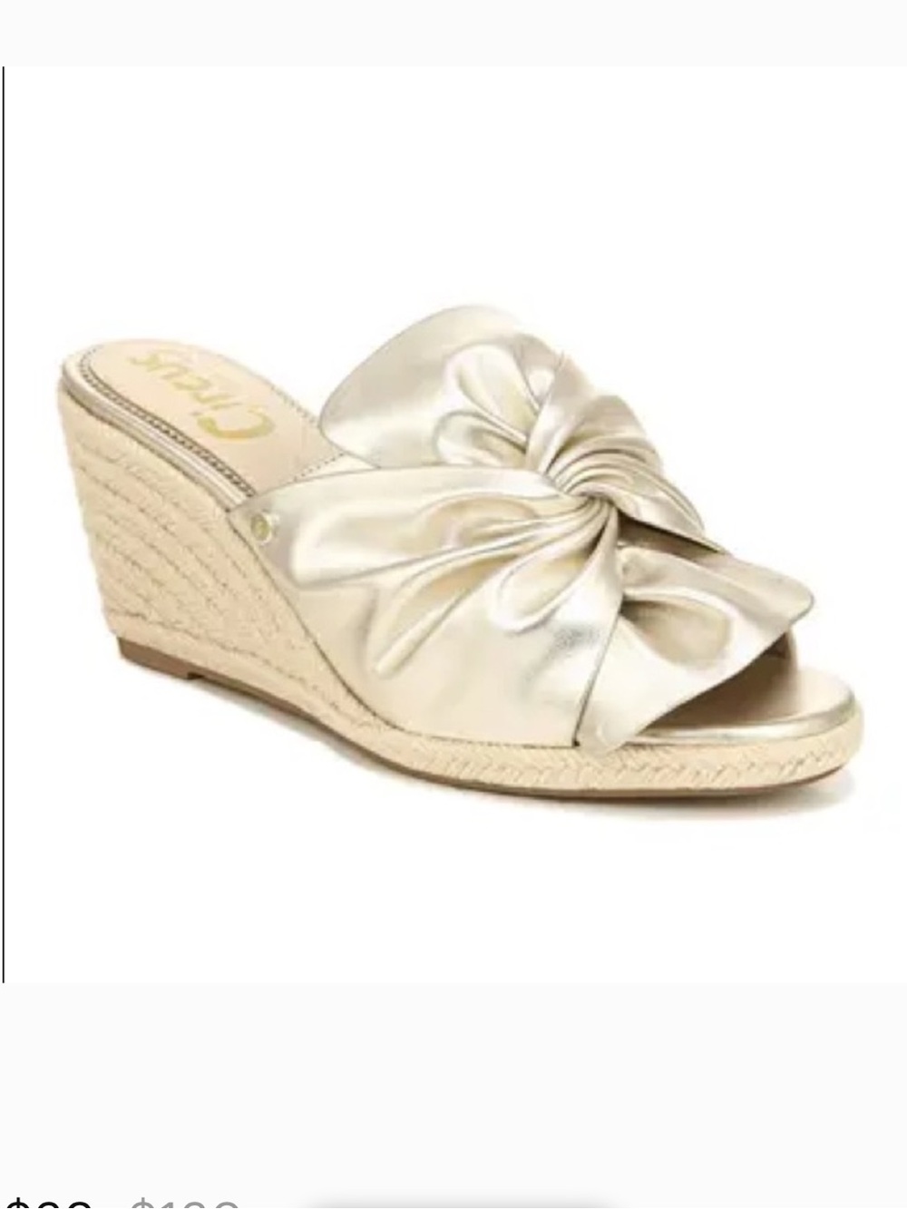Sam Edelman Circus Palma Metallic Gold Knotted Bow Espadrille Wedges